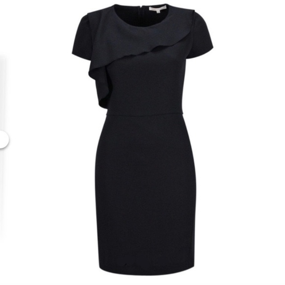 🎀 MAJE PARIS 2 Fanny lbd small ruffle detail short sleeve mini dress black